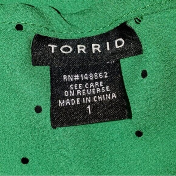 Torrid Polka Dot Georgette One Shoulder Top Green Size 1X Ruffle - Picture 6 of 13